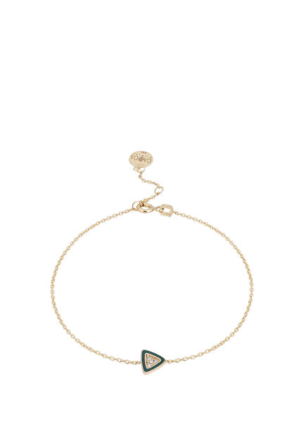 Üçgen Mineli Pırlanta Taşlı 14 Ayar Altın Unisex Bileklik