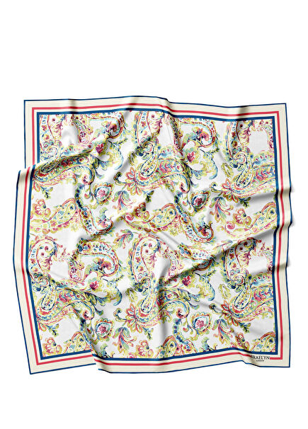 Paisley Carnival Renkli Twill İpek Kadın Eşarp 