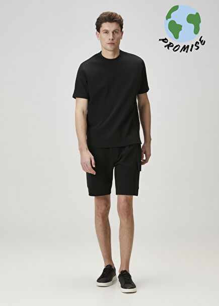 Siyah Kargo Interlock Şort