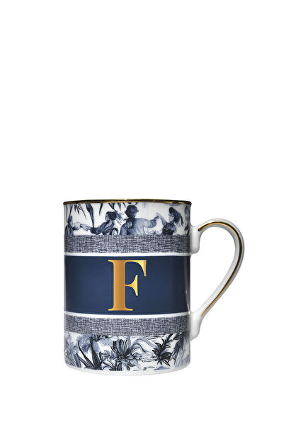 Alphabet Blue Porcelain Letter F Mug