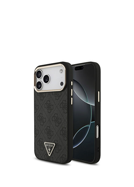 iPhone 17 Pro Max Stone Triangle Logo 4G Pattern Magsafe Compatible Black Phone Case