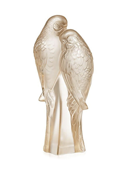 2 Parakeets Gold Kristal Obje
