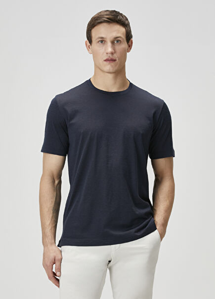 James Navy Blue Silk T-shirt