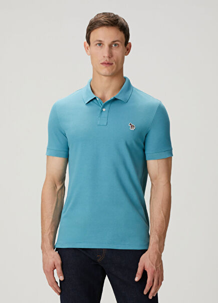 Dark Blue Polo Collar Organic Cotton T-Shirt