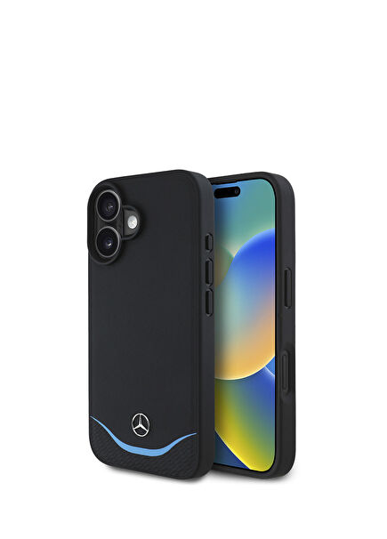 iPhone 16 Magsafe Uyumlu 3D Metal Logolu Çizgili Deri Telefon Kılıfı