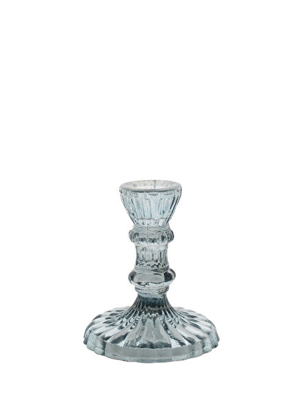 Light Blue Glass Candle Holder 9x10 cm