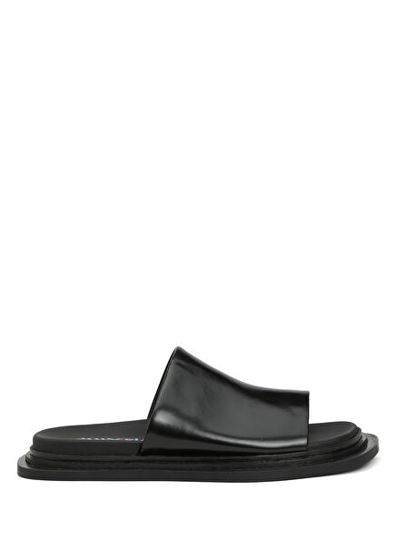 Nada Black Men's Leather Slippers