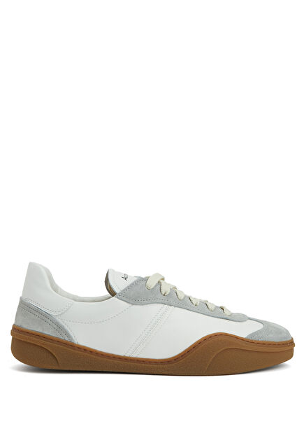 Men's Leather Sneakers With White Logo Detail