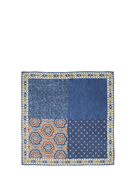 Blue Patterned Silk Handkerchief