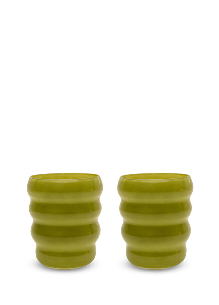 Monterey Set Of 2 Green Glass Water Cups