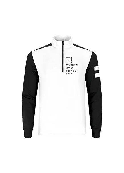 671-Mıcrofleece T- Neck Half Zıp Explorer Beyaz Siyah Erkek Polar