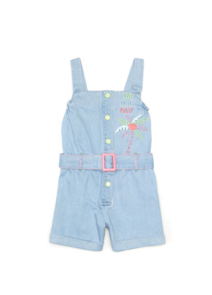 Çok Renkli Kız Çocuk Denim Tulum