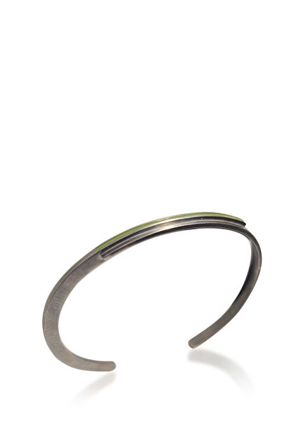 Line Haki Mineli El Yapımı Oksitlenmiş 925 Ayar Gümüş Erkek Bileklik