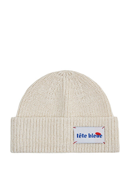 Leo Ecru Logo Patched Women's Beanie