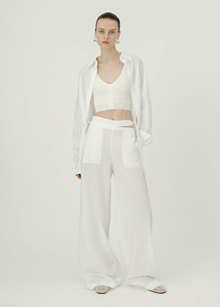 Naomi White Loose Fit Women's Pants