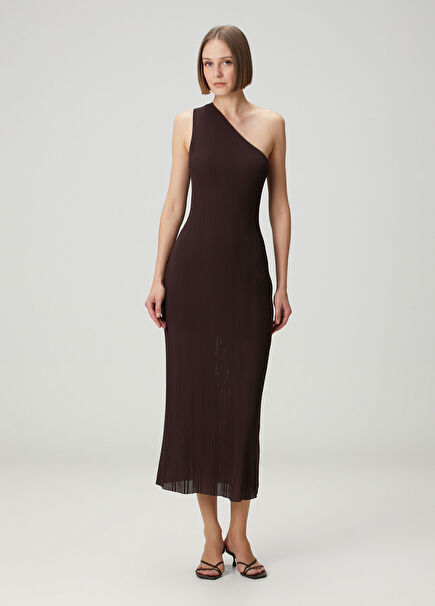 Jetset Brown Ribbed Midi Beach Dress