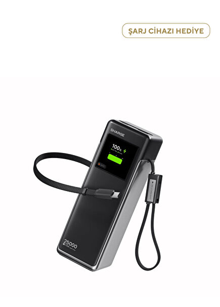 Hypertower 170W 25000 mAh Dahili Kablolu Akıllı Ekranlı Powerbank Taşınabilir Hızlı Şarj Cihazı