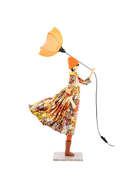 Rey Orange Wooden Fabric Lampshade 85 cm