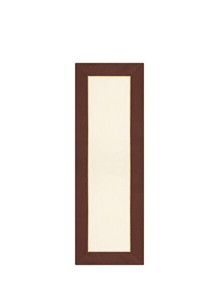 Brownie Sand Embroidered Brown and Cream Cotton Runner 150 x 50 cm