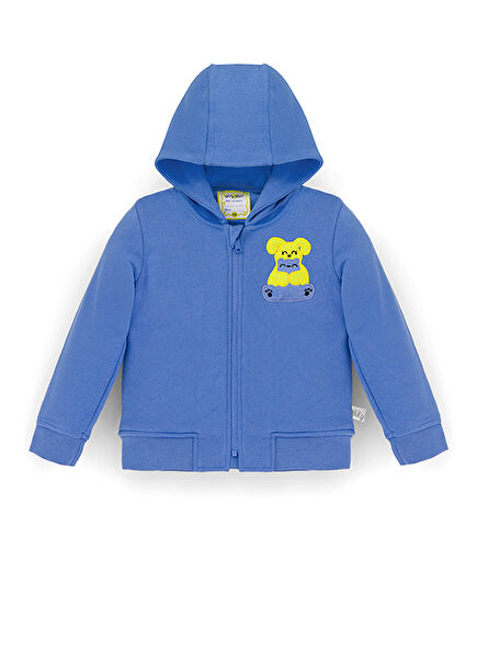 Lila Ses Çıkaran Fermuarlı Kapüşonlu Unisex Çocuk Sweatshirt