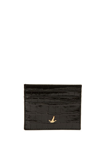 Siyah Krokodilli Kadın Deri Kartlık