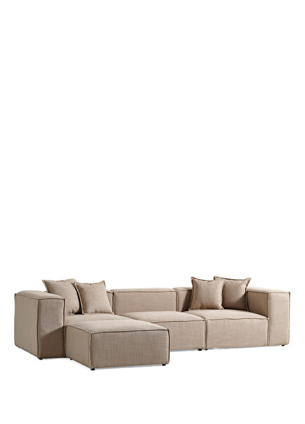 Volye Comfort Dark Beige Woven Linen Left Corner Sofa