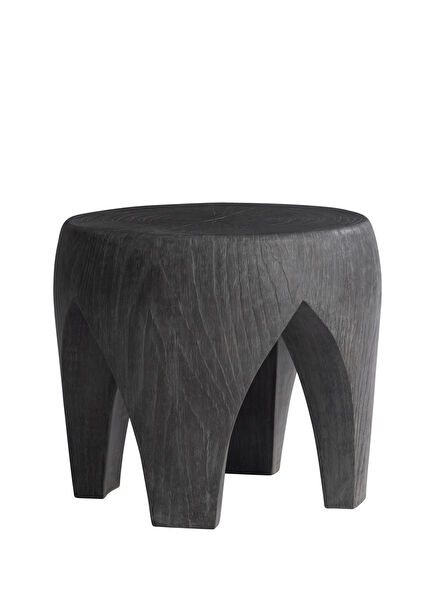 Neptune Dark Brown Wood Textured Concrete Garden Side Table