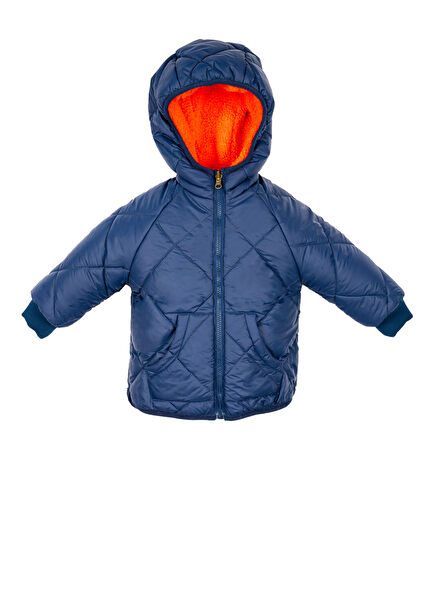 Navy Blue Zipper Boys' Coat