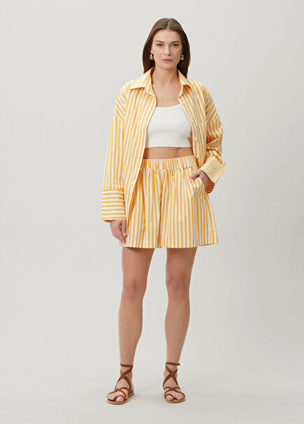Clemente Light Yellow Striped Shorts