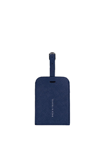 Navy Blue Leather Luggage Tag