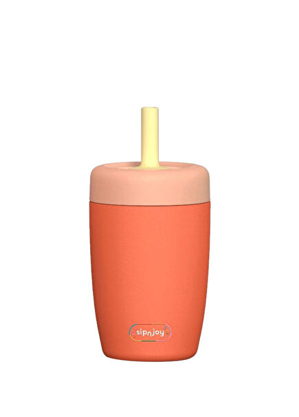 StrawBuddy Orange Steel Kids Tumbler 360 ml