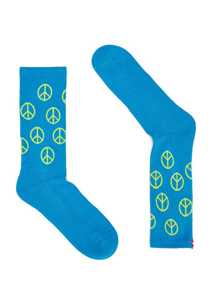 Peace Organic Cotton Blue Men's Sports Socks
