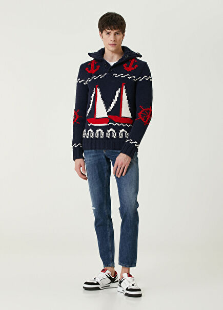 Mavi Yıpratma Detaylı Jean Pantolon