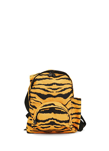 Yellow Black Patterned Hooded Kids Backpack