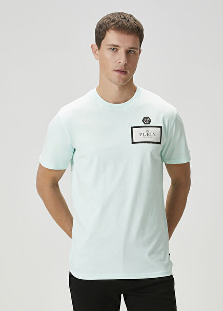 Light Blue Logo Patched T-Shirt