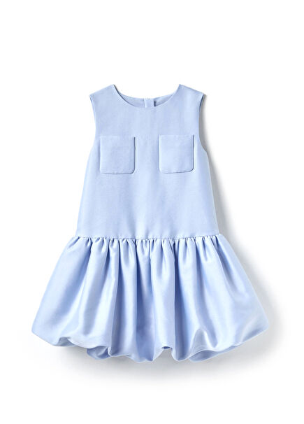 Mavi Kız Çocuk Tafta Elbise