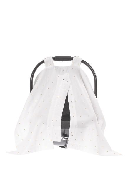 Stars White UPF 30+ UV Protection Organic Cotton Muslin Stroller Cover with Snap Fasteners
