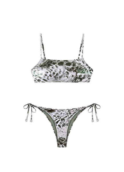 Sofia Pattern Fabric Askılı Kadın Bikini Takımı