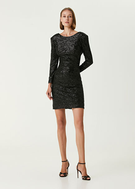 Deborah Black Sequined Mini Cocktail Dress