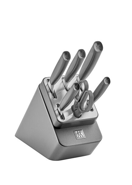 All Star Kendinden Bilemeli 7 Parça Siyah Antrasit Blok Bıçak Seti