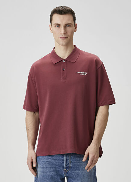 Kırmızı Polo Yaka Organik Pamuk T-shirt