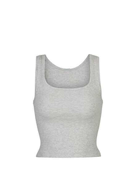Cotton Rib Light Grey Tank Top