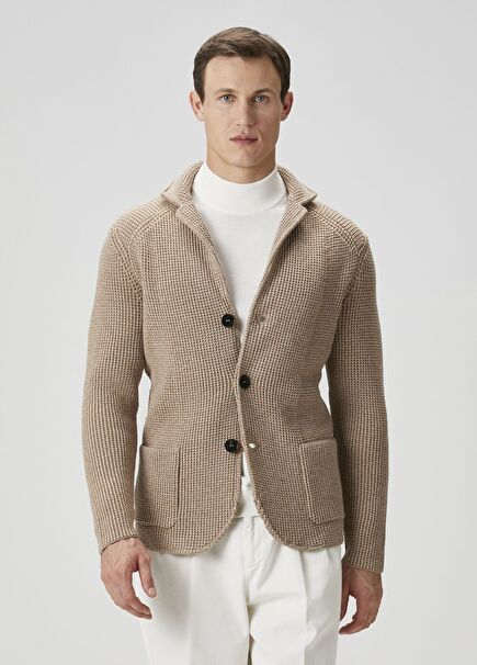 Bej Yün Triko Ceket