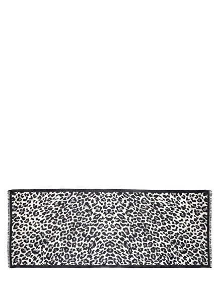 Snow Leopard Print Wool Silk Long Scarf Kadın Eşarp