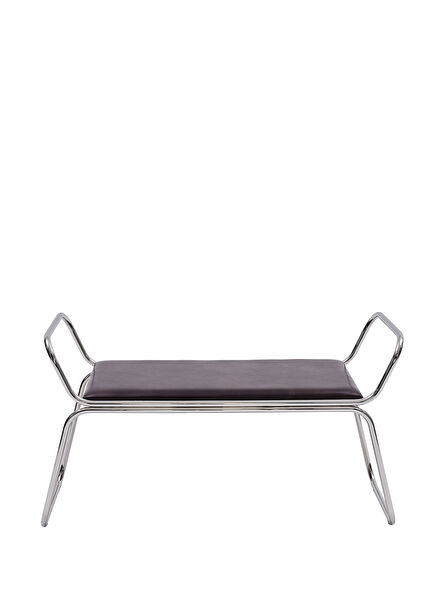 Rest Stool Metal Brown Leather Double Bench