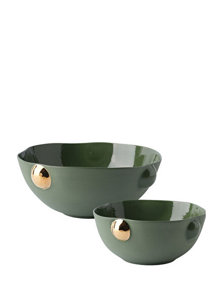 Cosmopolitan Green Porcelain Bowl Set 12 cm + 18.5 cm