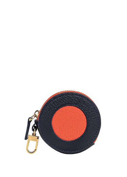 Mini Circle Purse Orange Leather Unisex Kids Wallet