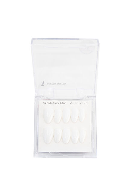 Kısa Balerin 15'li Beyaz Protez Takma Tırnak TT1423