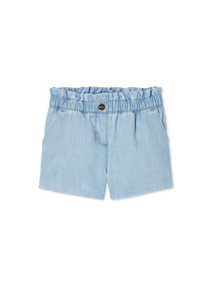 Açık Mavi Hafif Denim Kız Bebek Şort