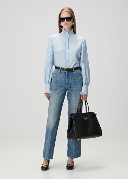 Blue Straight Leg Jeans